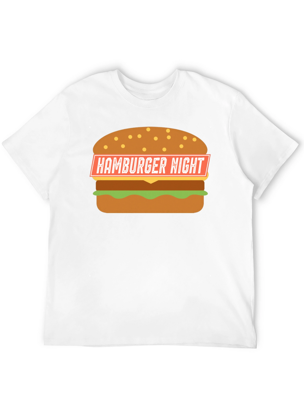 Hamburger Night Graphic T-Shirt - Black Fun Design