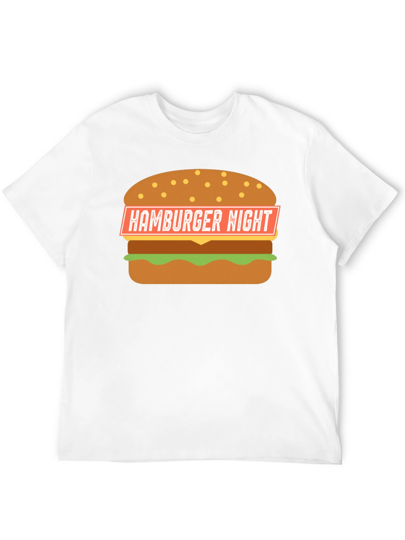 Hamburger Night Graphic T-Shirt - Black Fun Design