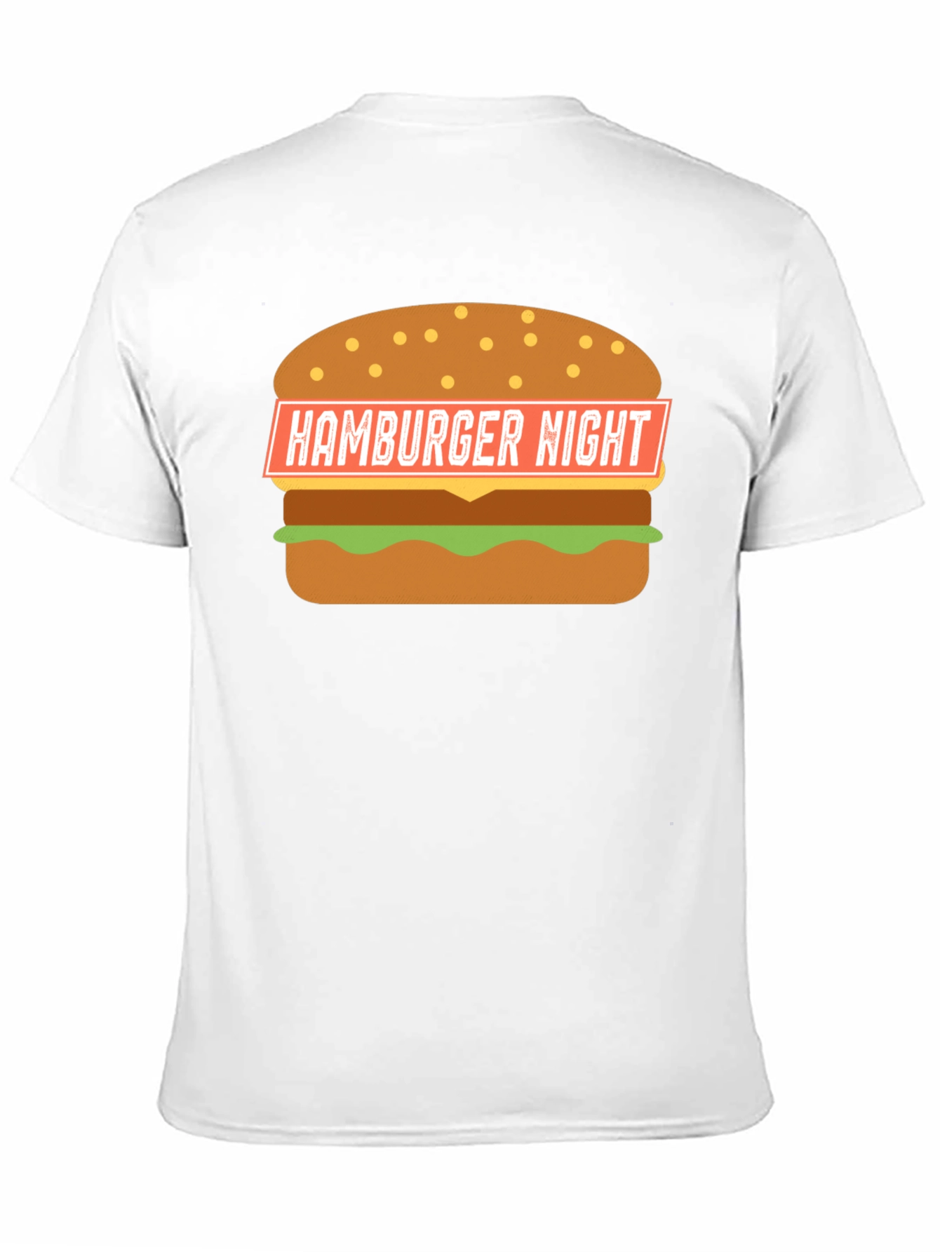 Hamburger Night Graphic T-Shirt - Black Fun Design