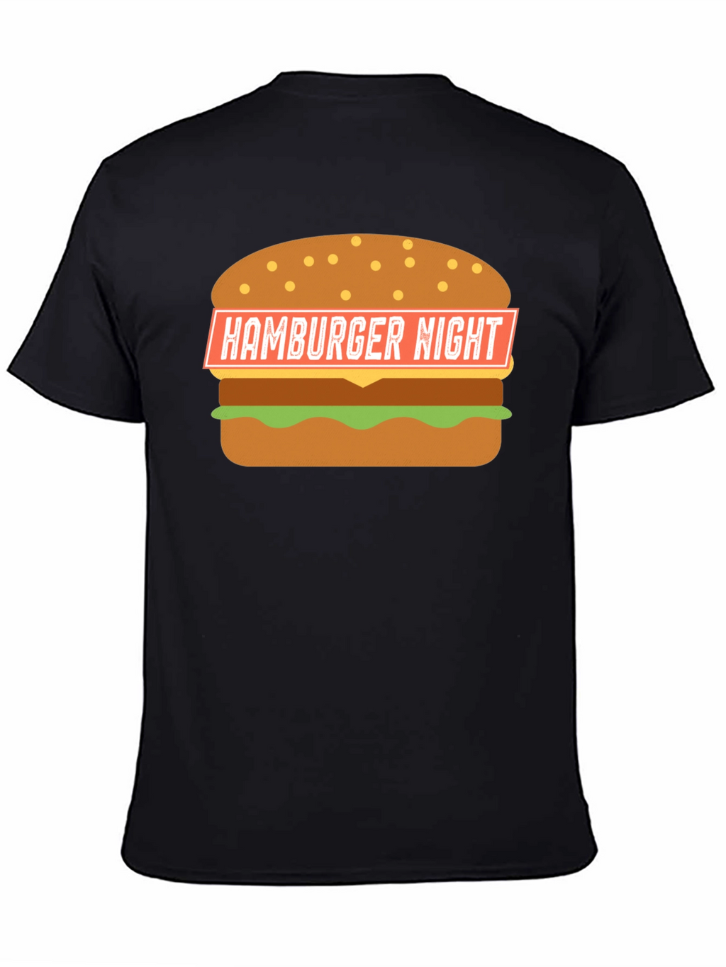Hamburger Night Graphic T-Shirt - Black Fun Design