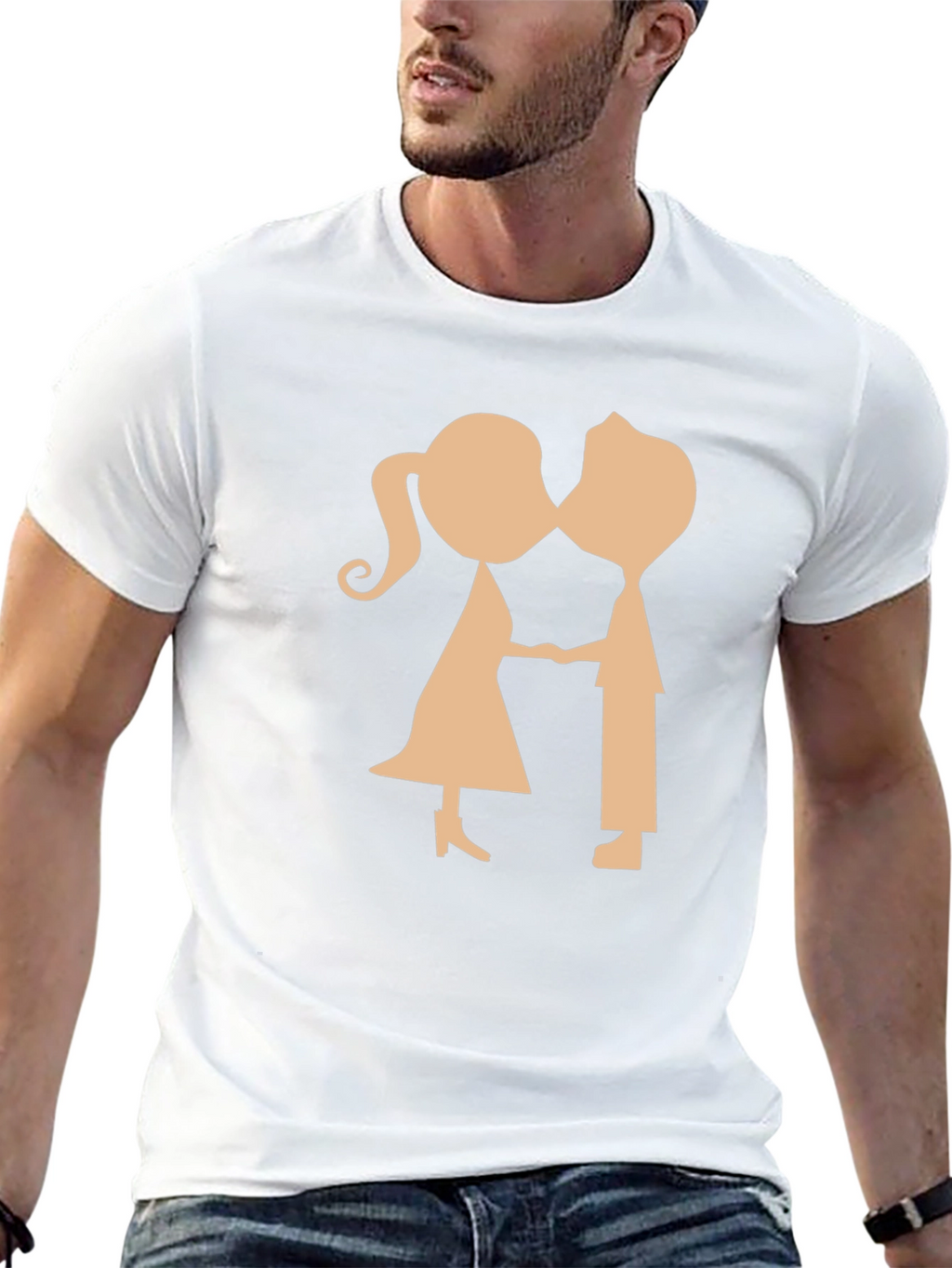 Couple Kissing Graphic Black T-Shirt