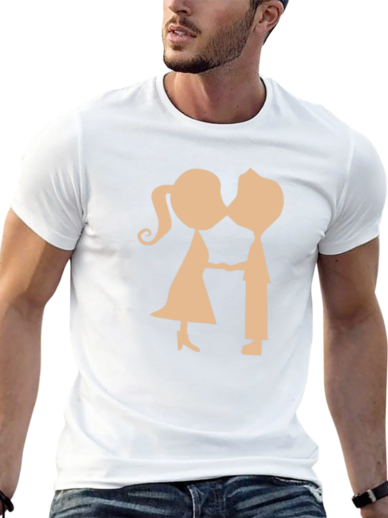 Couple Kissing Graphic Black T-Shirt