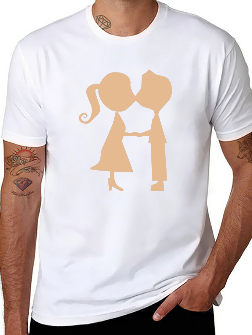Couple Kissing Graphic Black T-Shirt