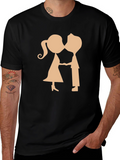 Couple Kissing Graphic Black T-Shirt