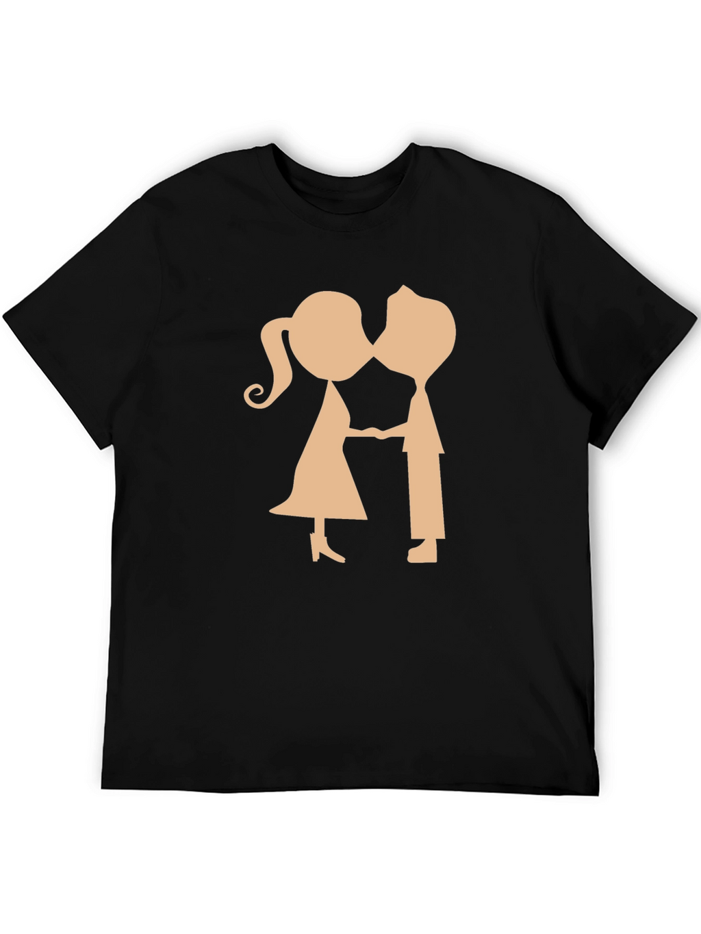 Couple Kissing Graphic Black T-Shirt