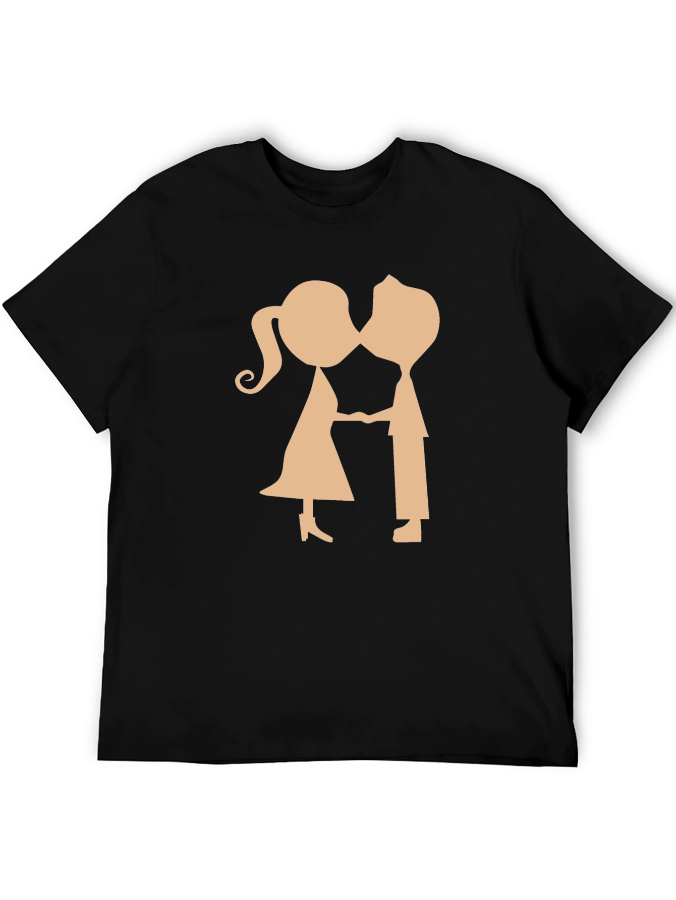 Couple Kissing Graphic Black T-Shirt