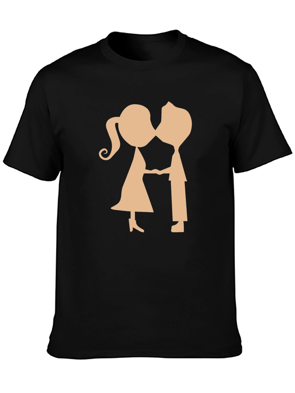 Couple Kissing Graphic Black T-Shirt