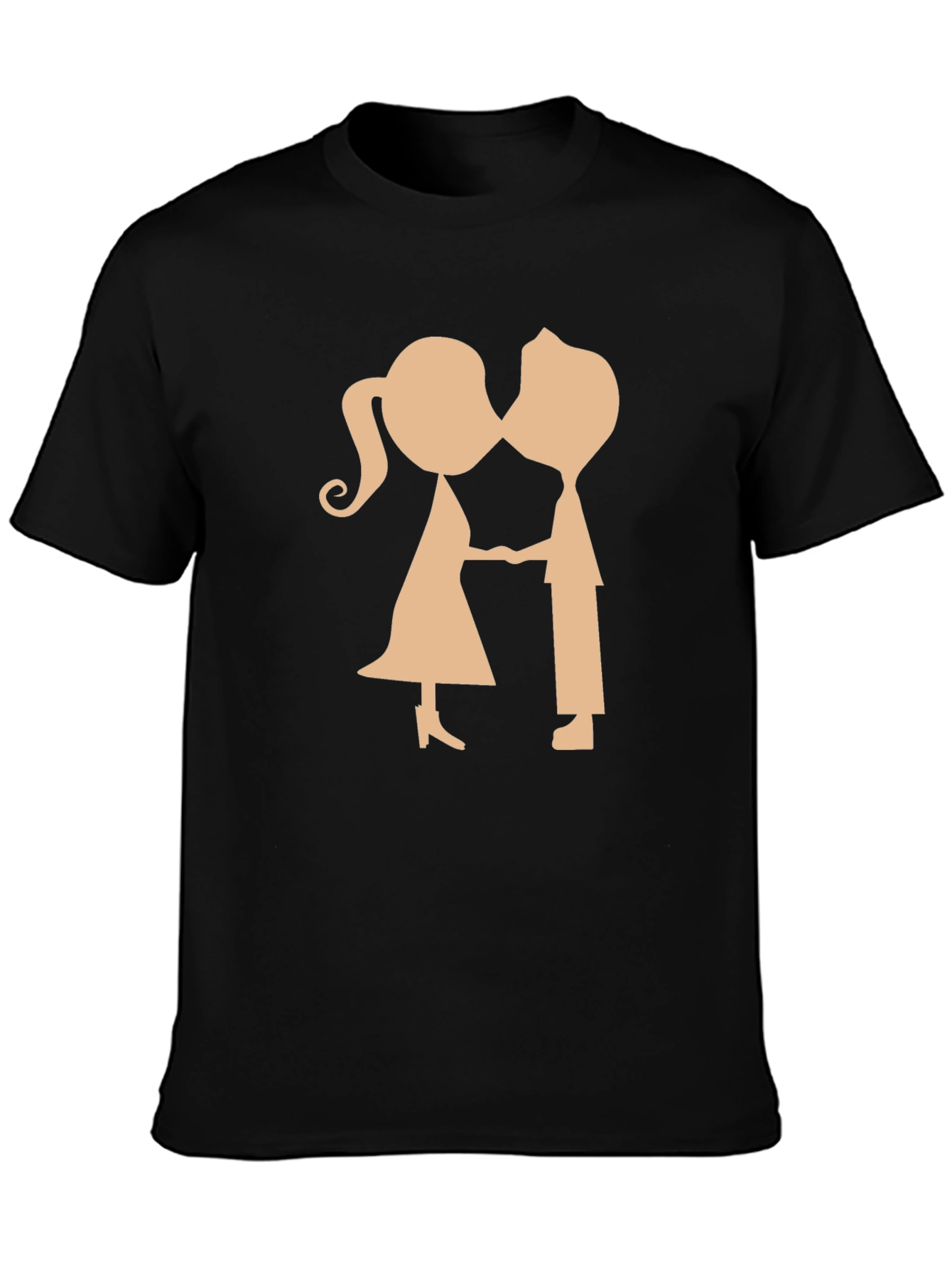 Couple Kissing Graphic Black T-Shirt