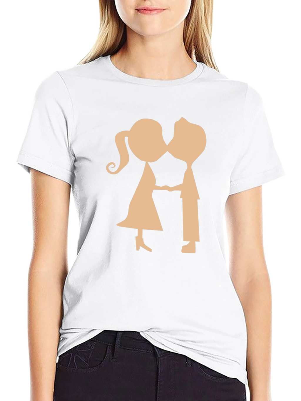 Couple Kissing Graphic Black T-Shirt