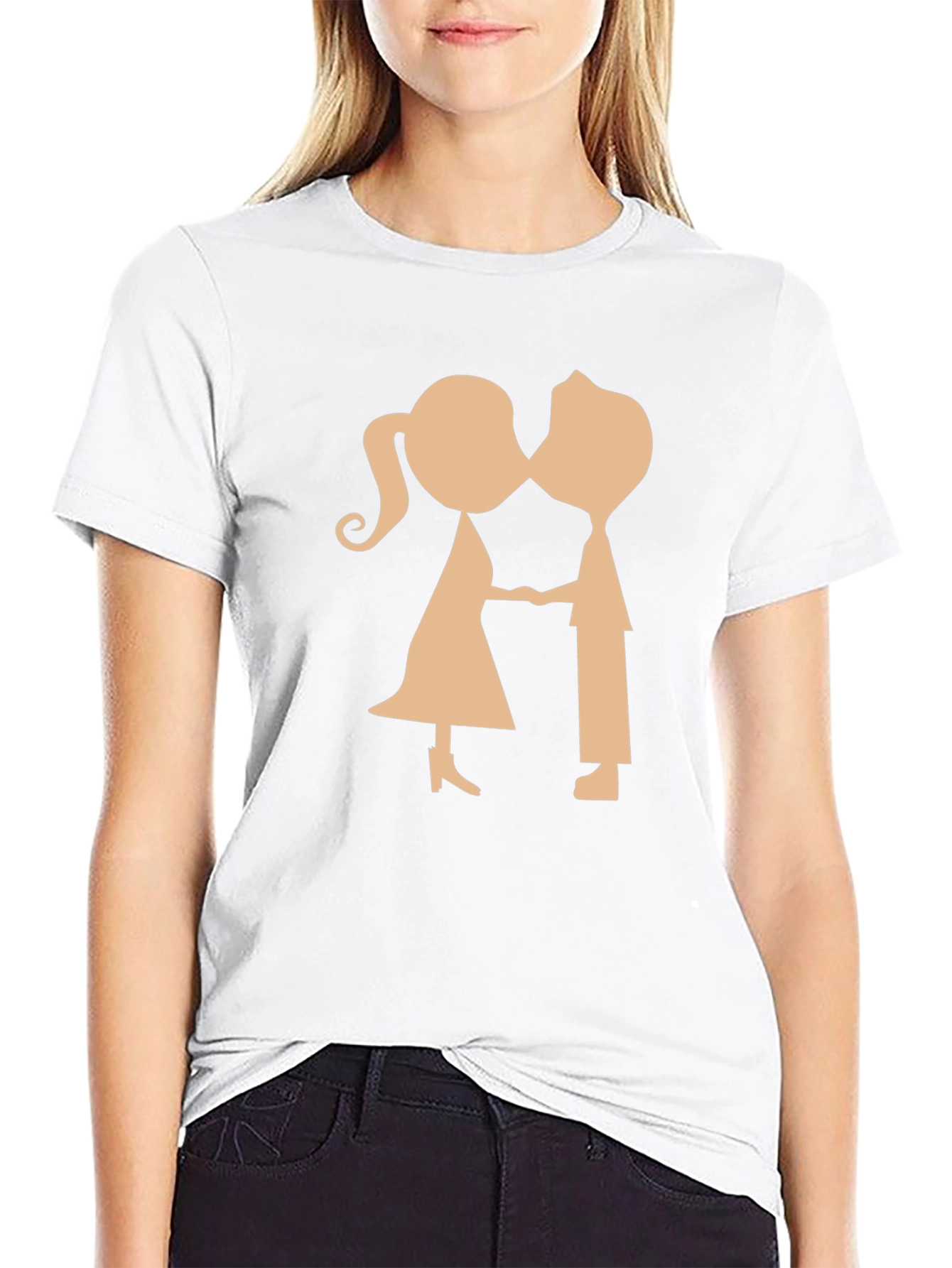 Couple Kissing Graphic Black T-Shirt