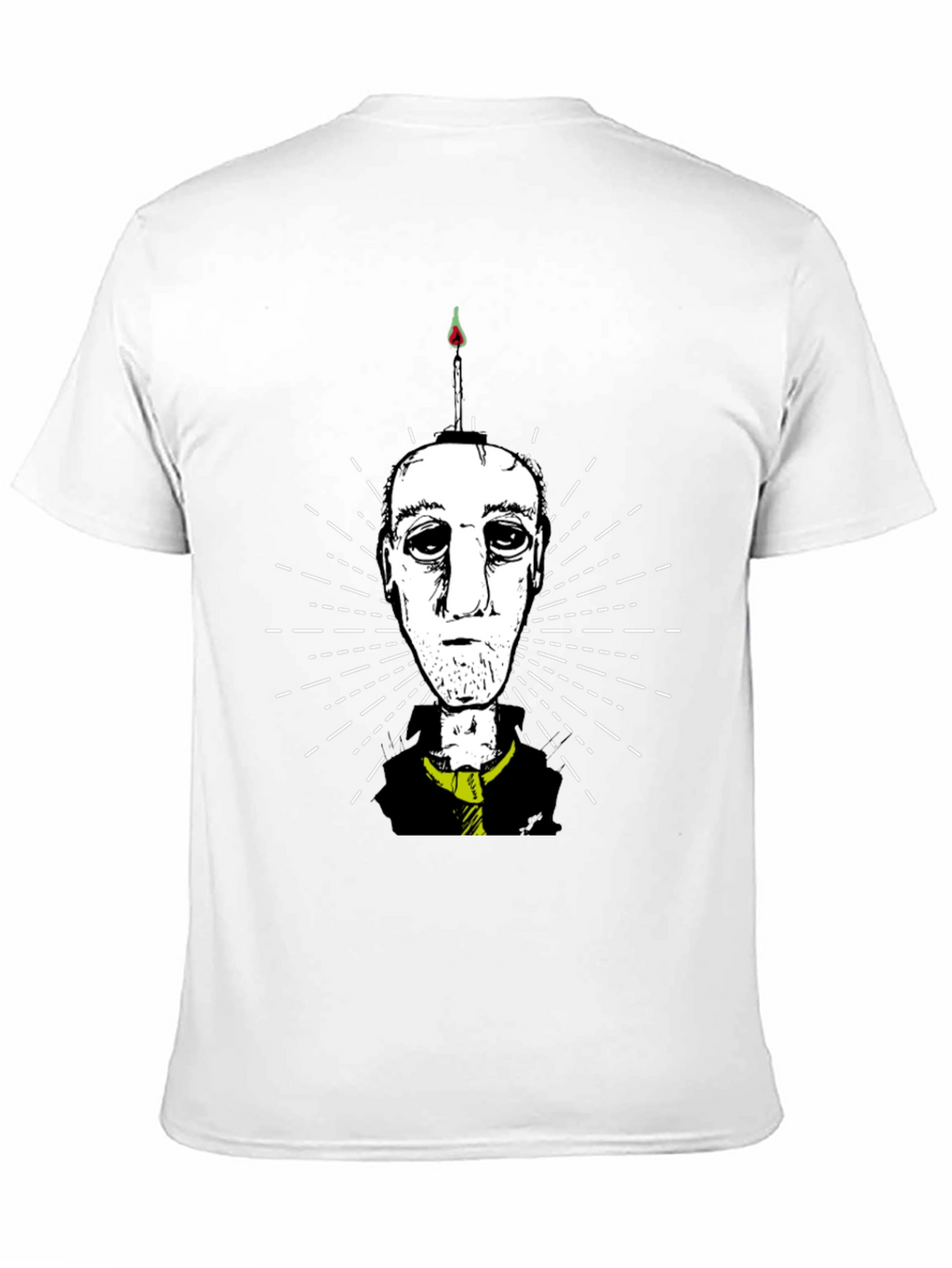Unique Graphic Tee: Candle Head Man Design