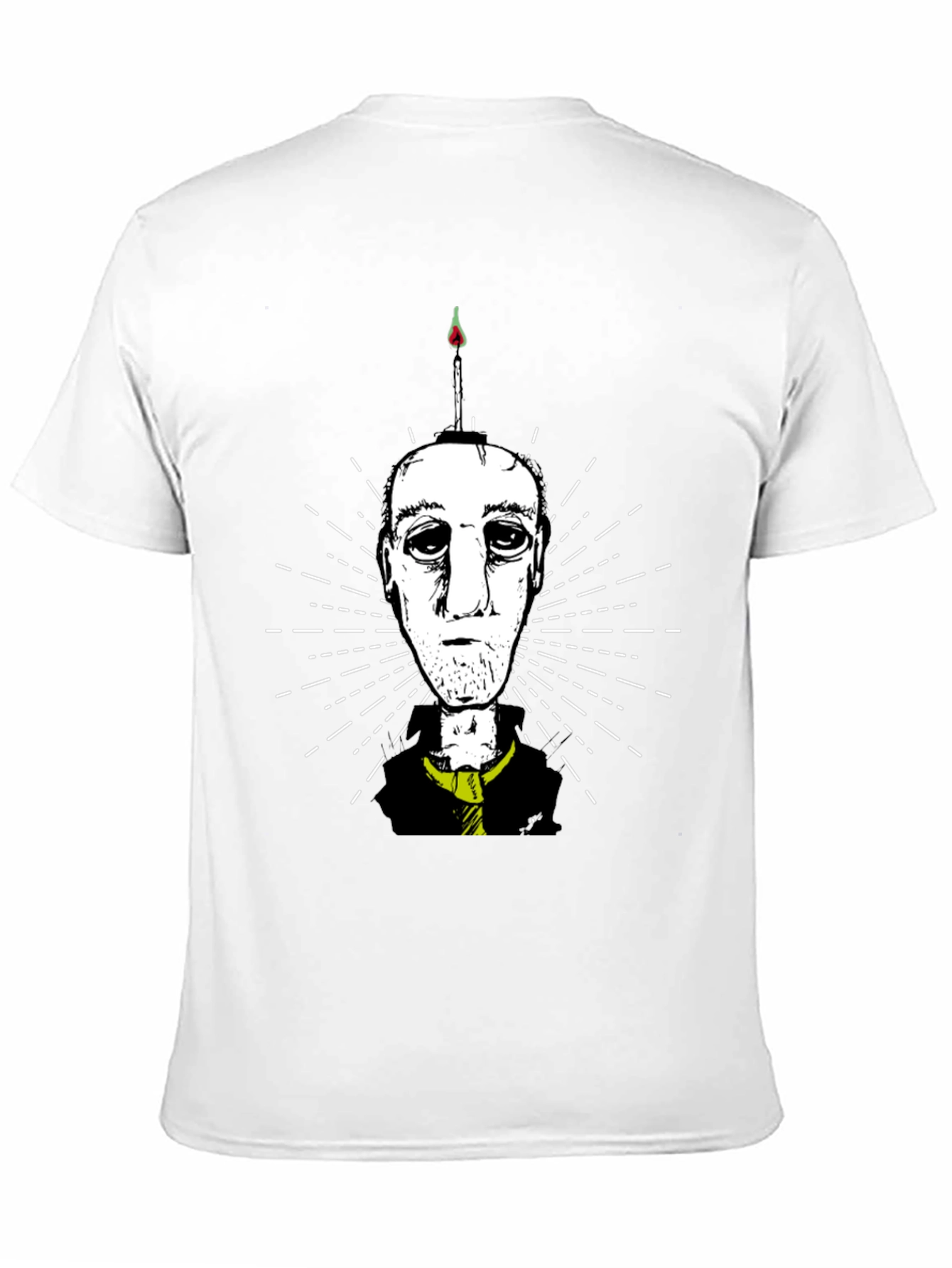 Unique Graphic Tee: Candle Head Man Design