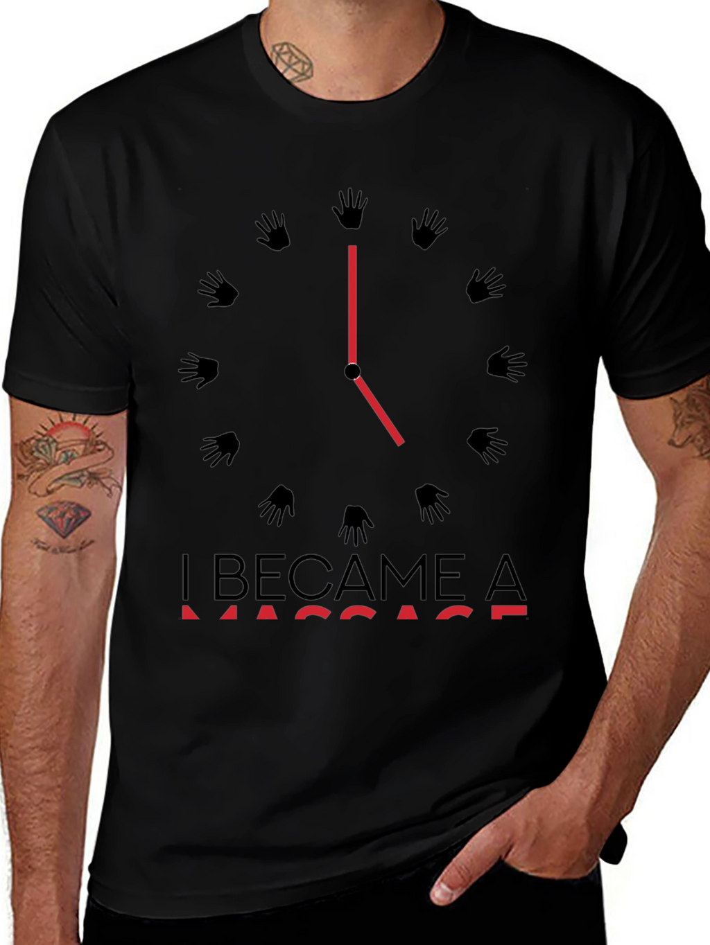 Massage Time T-Shirt - Black Crew Neck Tee