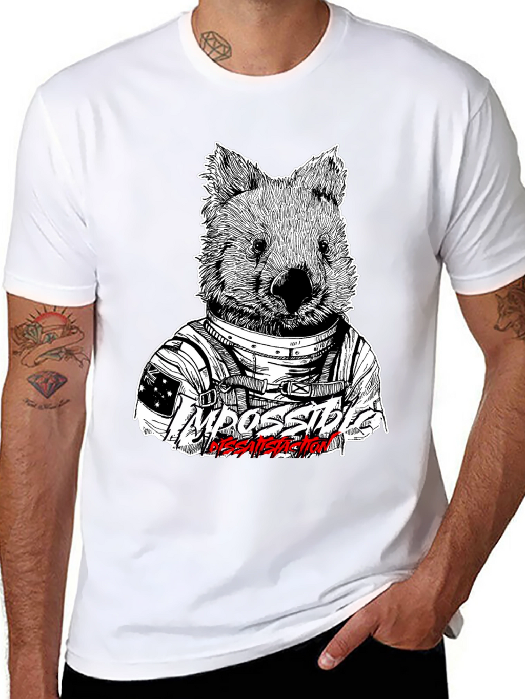 Astronaut Wombat Graphic Tee - Impossible Dissatisfaction Design