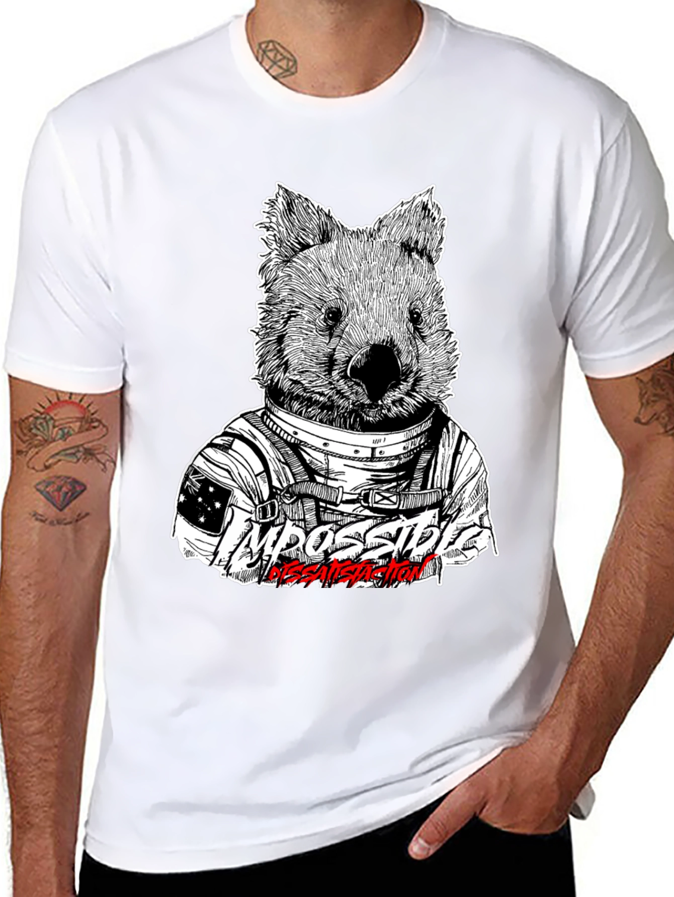 Astronaut Wombat Graphic Tee - Impossible Dissatisfaction Design