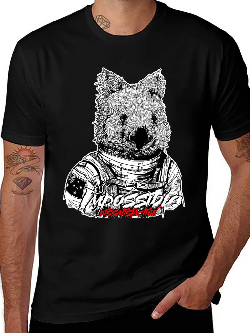 Astronaut Wombat Graphic Tee - Impossible Dissatisfaction Design