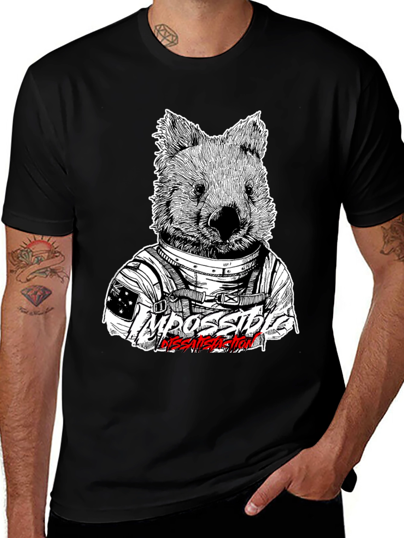 Astronaut Wombat Graphic Tee - Impossible Dissatisfaction Design