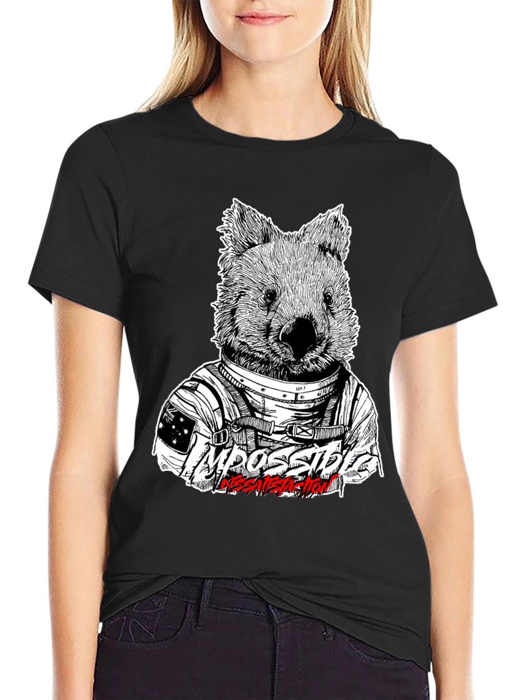 Astronaut Wombat Graphic Tee - Impossible Dissatisfaction Design