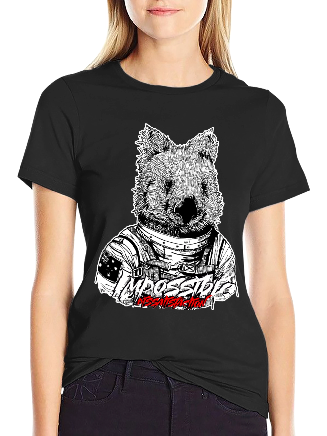 Astronaut Wombat Graphic Tee - Impossible Dissatisfaction Design