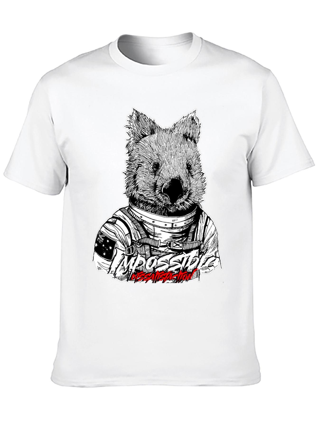 Astronaut Wombat Graphic Tee - Impossible Dissatisfaction Design