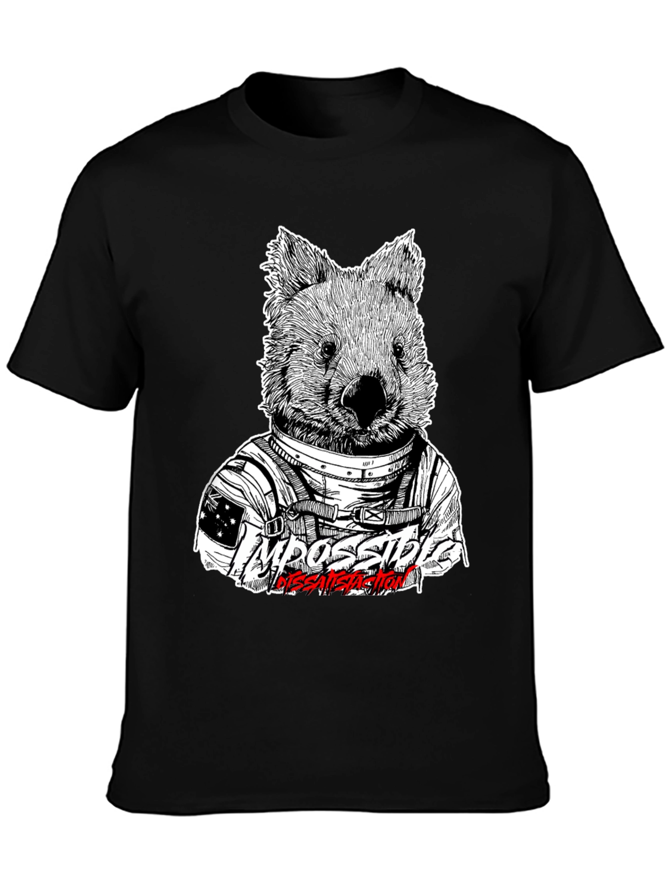 Astronaut Wombat Graphic Tee - Impossible Dissatisfaction Design