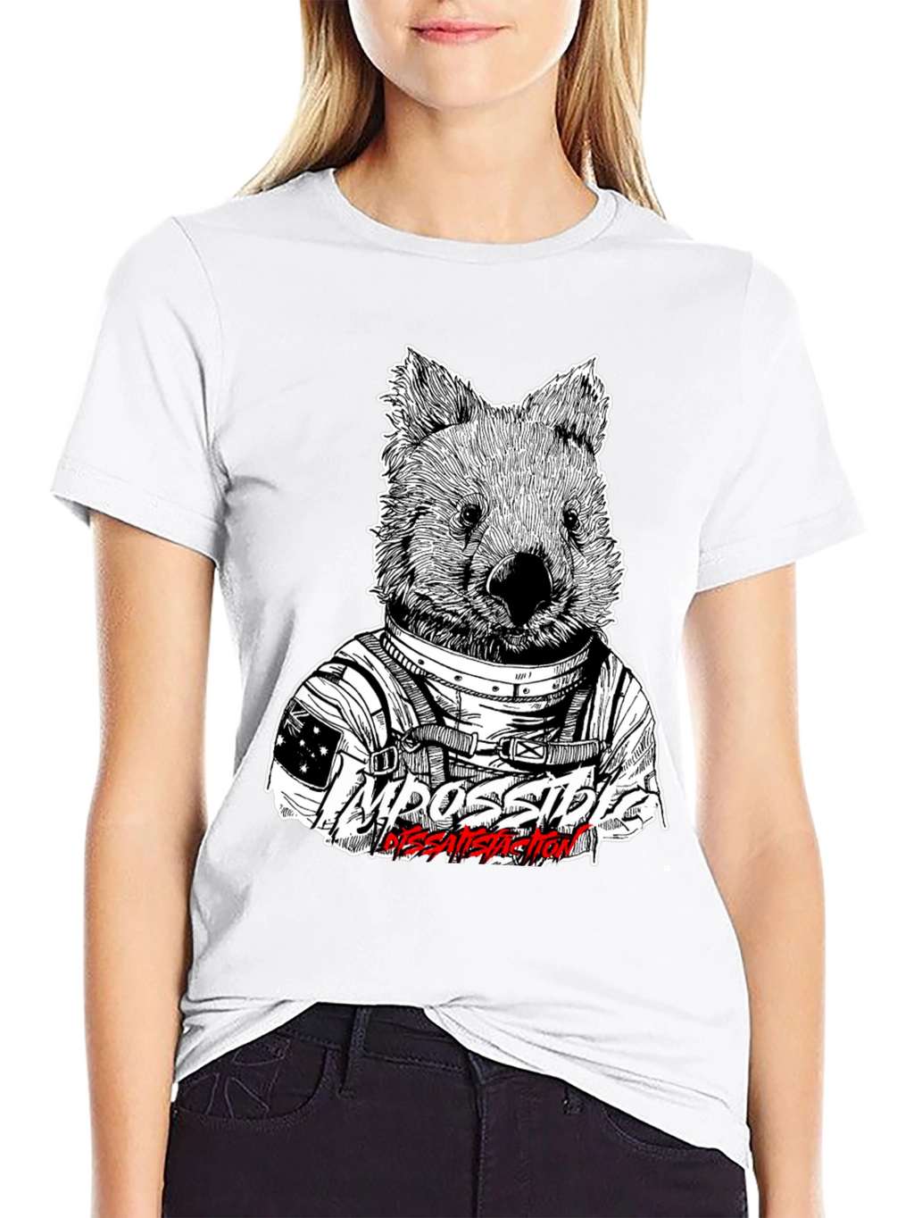 Astronaut Wombat Graphic Tee - Impossible Dissatisfaction Design