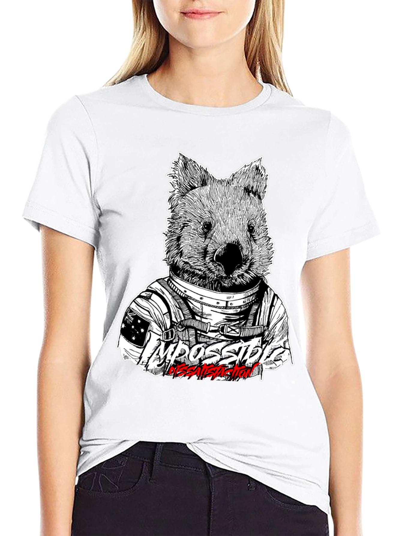 Astronaut Wombat Graphic Tee - Impossible Dissatisfaction Design