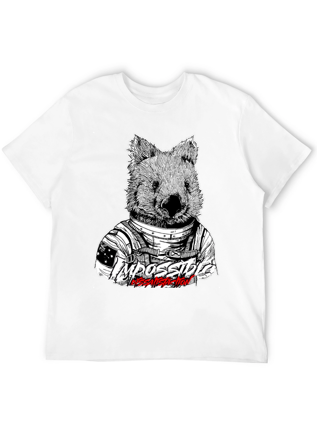 Astronaut Wombat Graphic Tee - Impossible Dissatisfaction Design