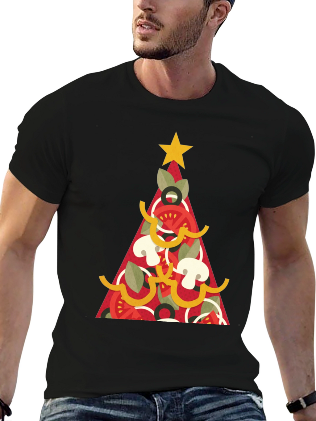 Pizza Christmas Tree Graphic Tee - Holiday Apparel