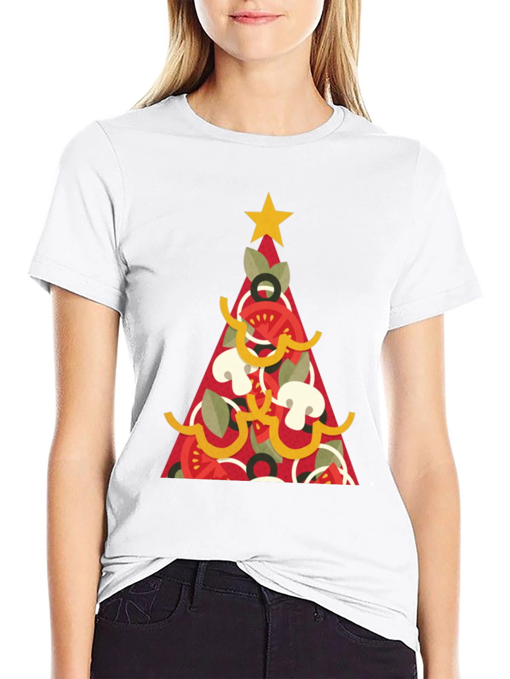 Pizza Christmas Tree Graphic Tee - Holiday Apparel