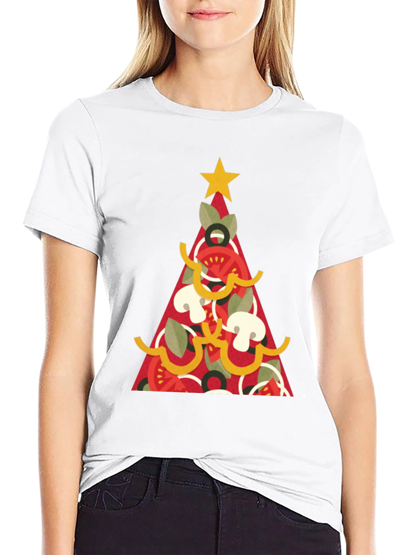 Pizza Christmas Tree Graphic Tee - Holiday Apparel