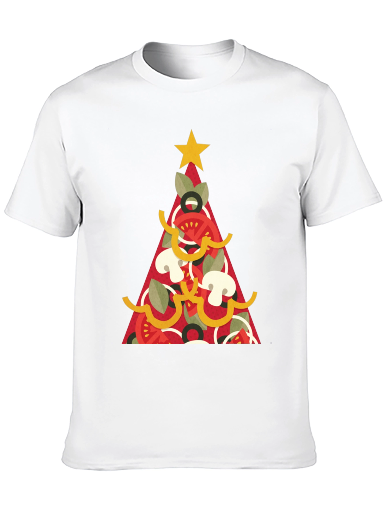 Pizza Christmas Tree Graphic Tee - Holiday Apparel