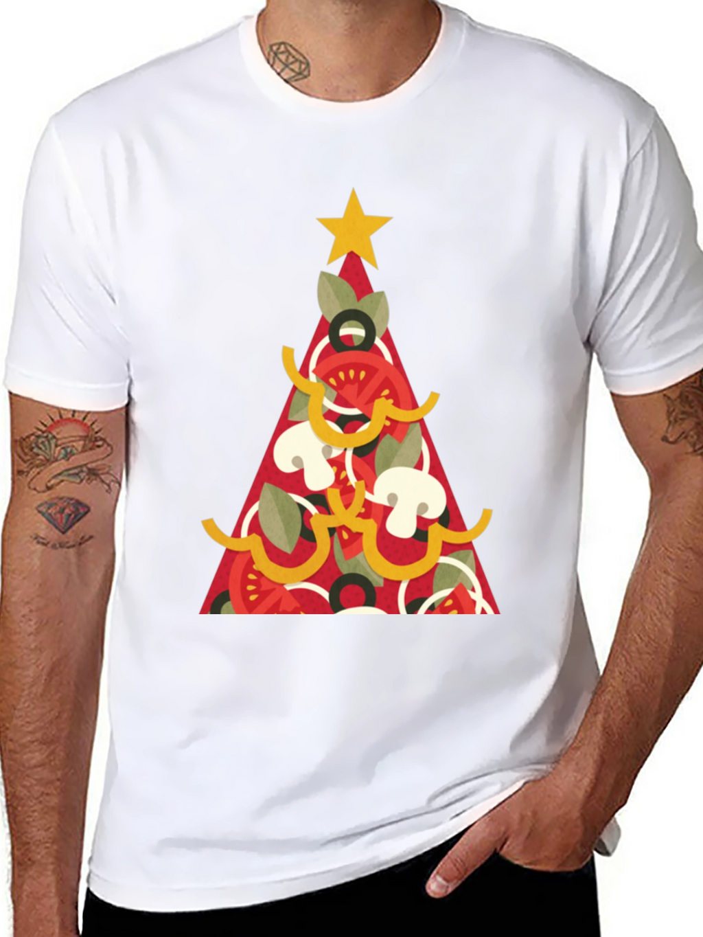 Pizza Christmas Tree Graphic Tee - Holiday Apparel