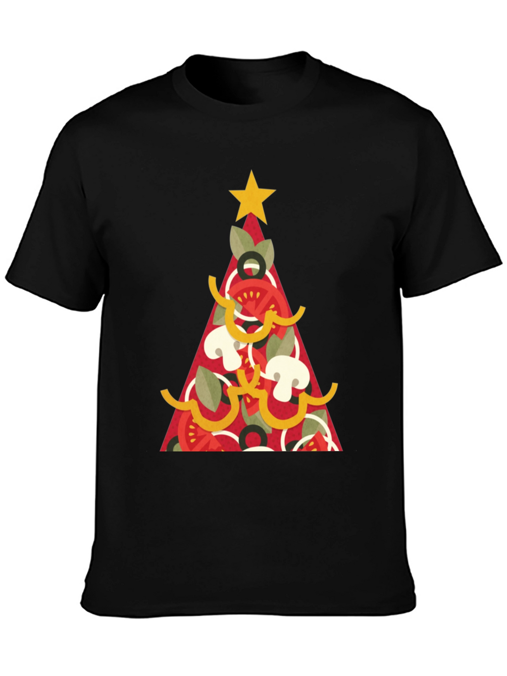 Pizza Christmas Tree Graphic Tee - Holiday Apparel