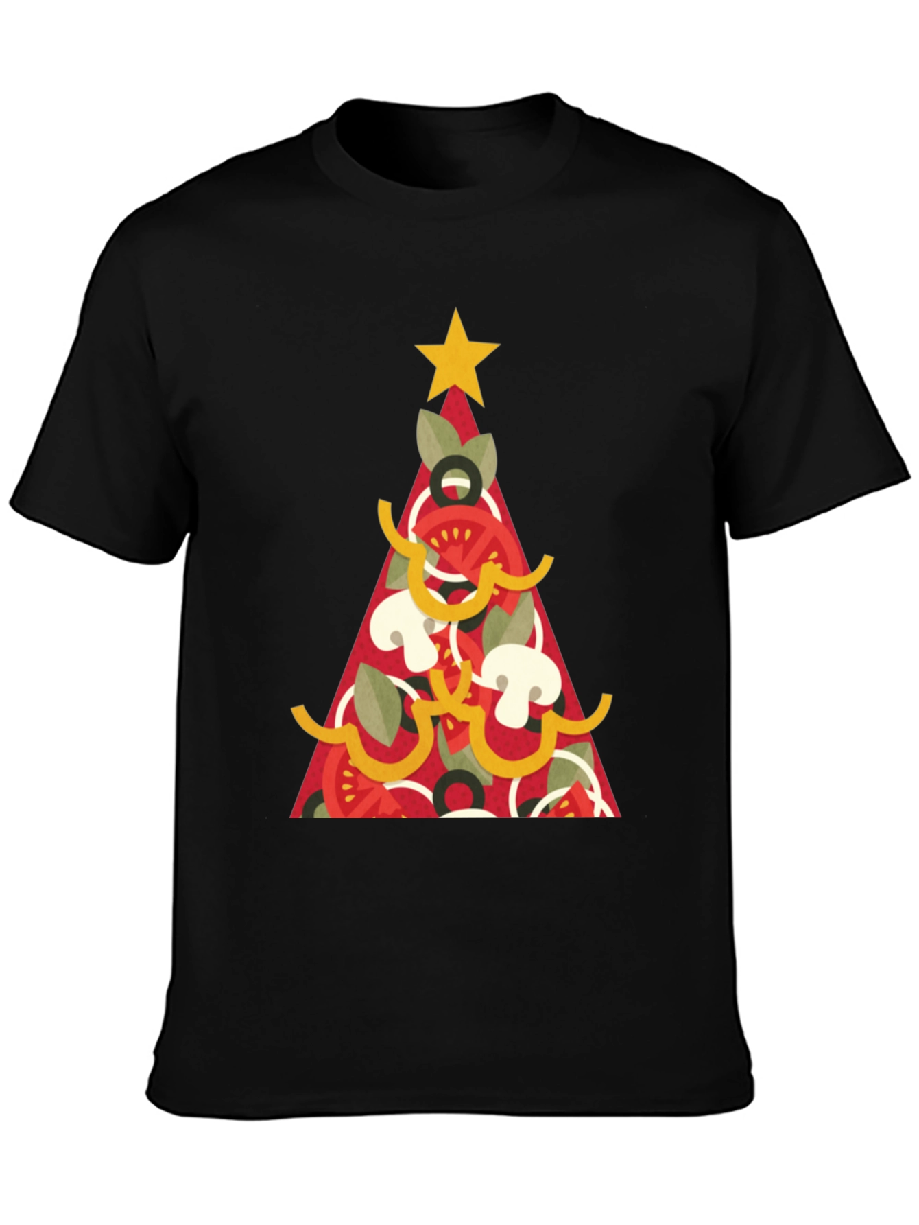 Pizza Christmas Tree Graphic Tee - Holiday Apparel