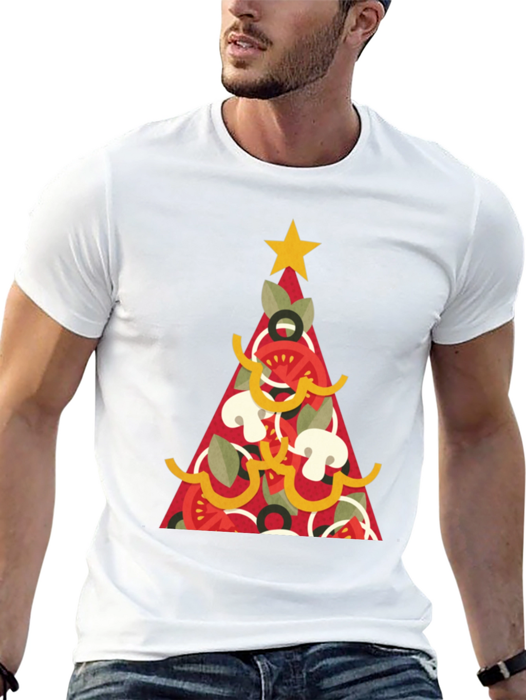 Pizza Christmas Tree Graphic Tee - Holiday Apparel