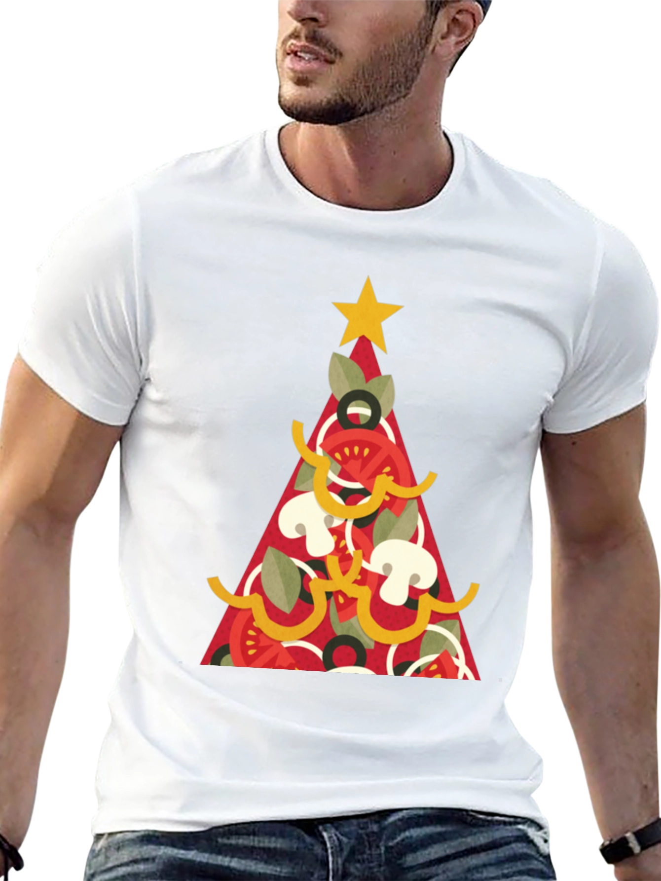 Pizza Christmas Tree Graphic Tee - Holiday Apparel