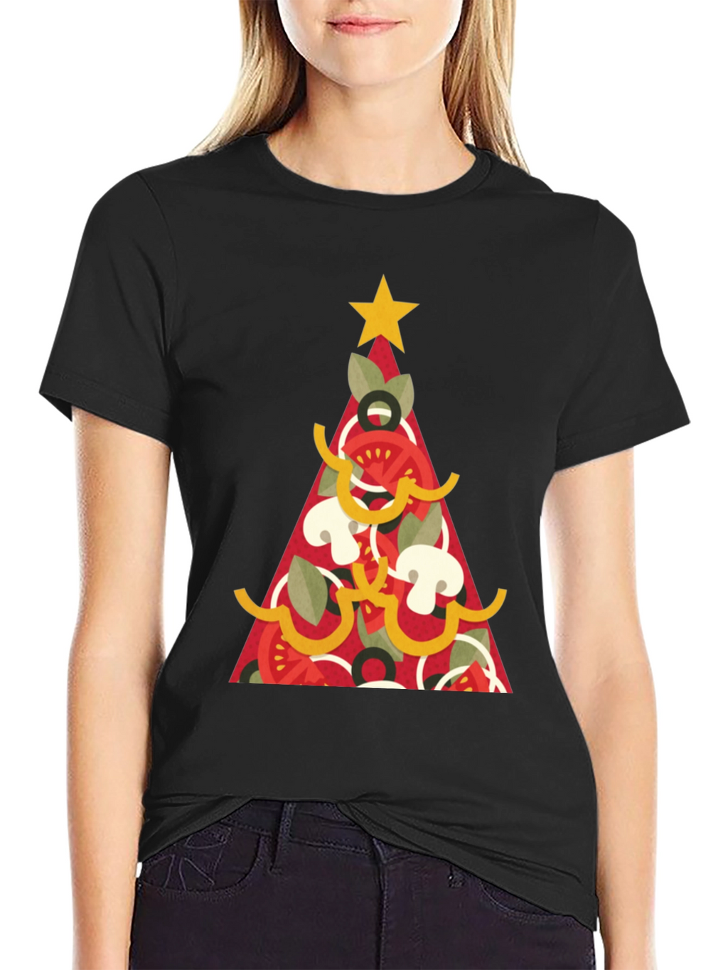 Pizza Christmas Tree Graphic Tee - Holiday Apparel