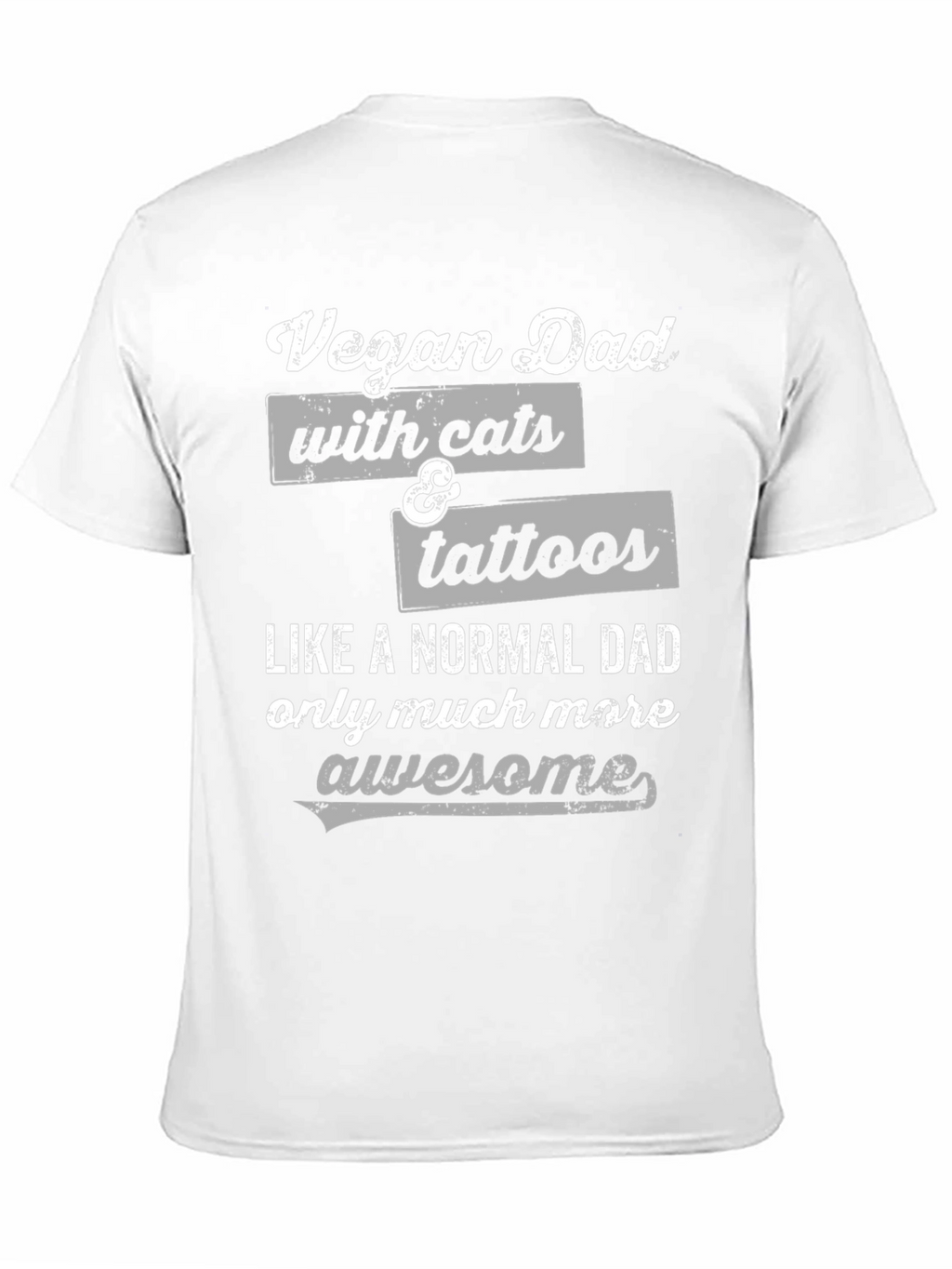 Vegan Dad with Cats & Tattoos Funny Graphic T-Shirt