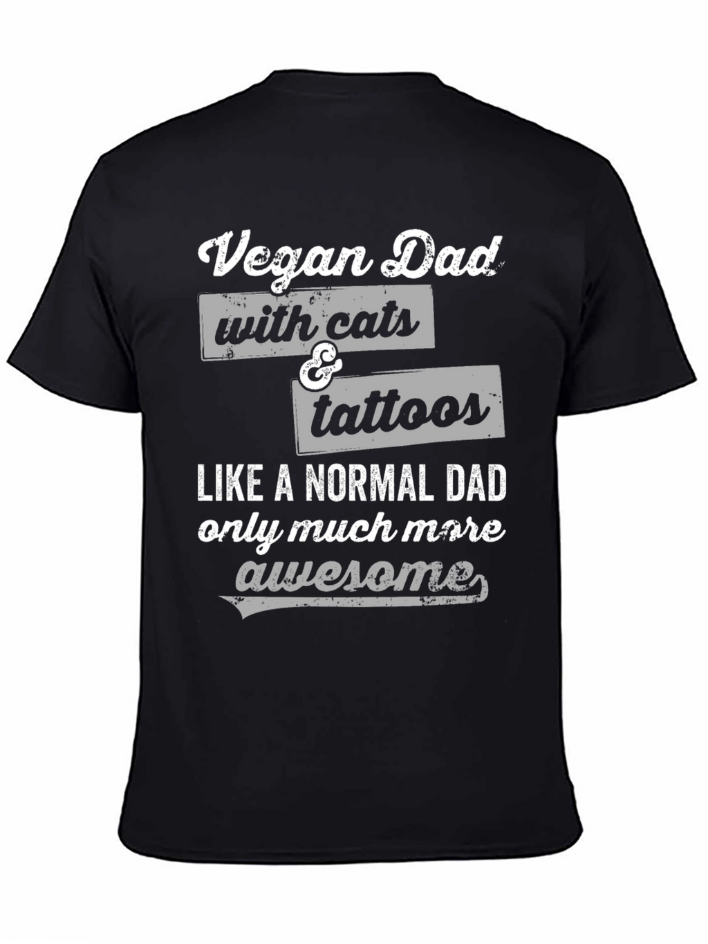 Vegan Dad with Cats & Tattoos Funny Graphic T-Shirt