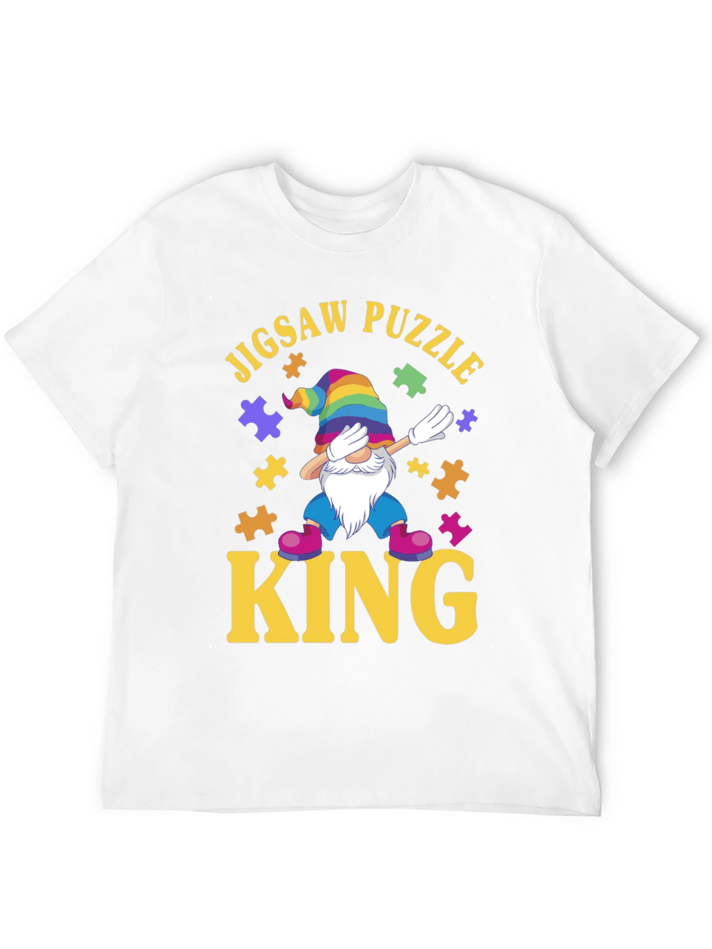 Jigsaw Puzzle King T-Shirt: Dab Gnome Puzzle Lover Tee