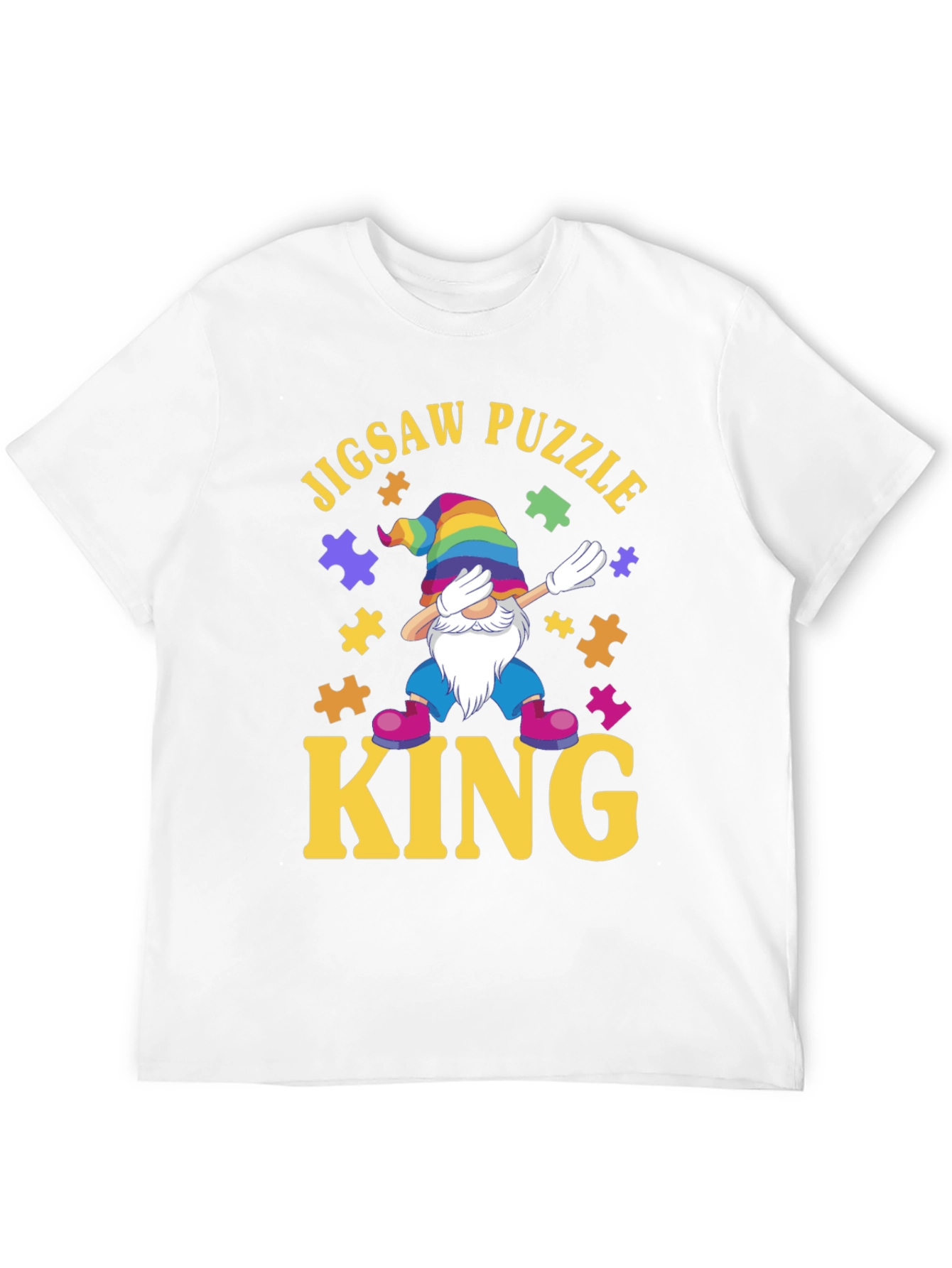 Jigsaw Puzzle King T-Shirt: Dab Gnome Puzzle Lover Tee