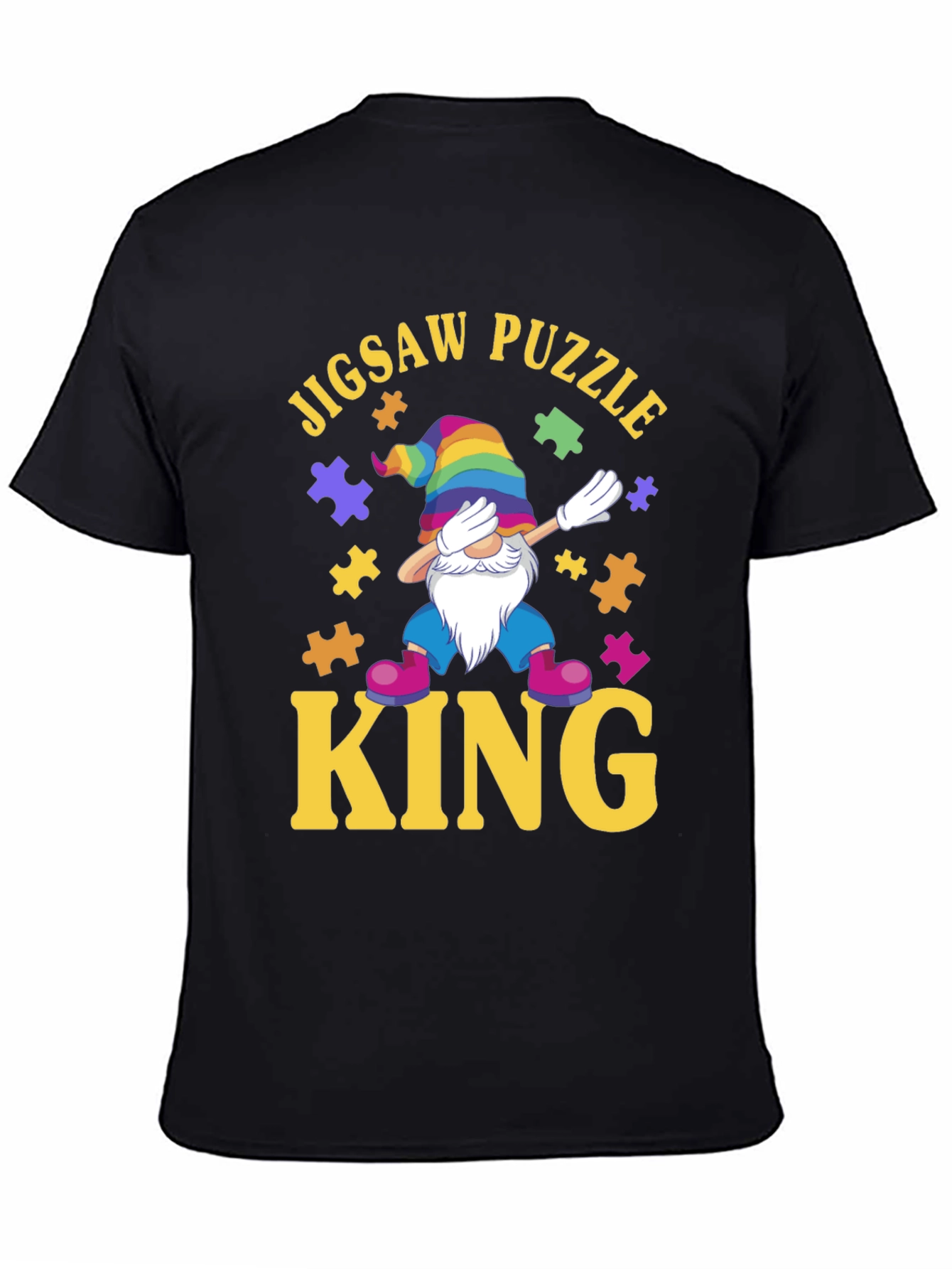 Jigsaw Puzzle King T-Shirt: Dab Gnome Puzzle Lover Tee
