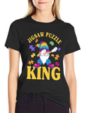 Jigsaw Puzzle King T-Shirt: Dab Gnome Puzzle Lover Tee