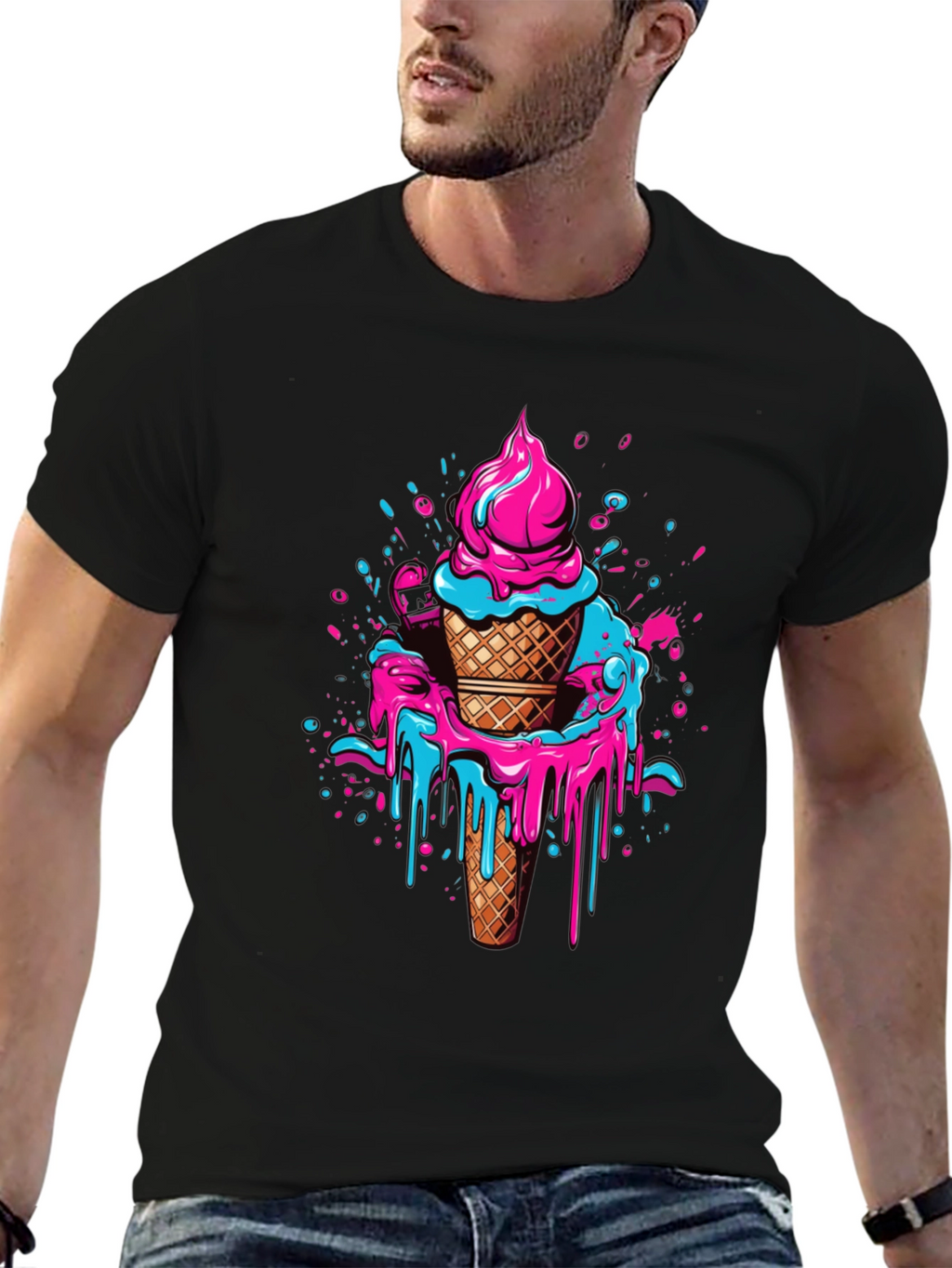 Ice Cream Drip Graphic Tee - Cool Casual Style