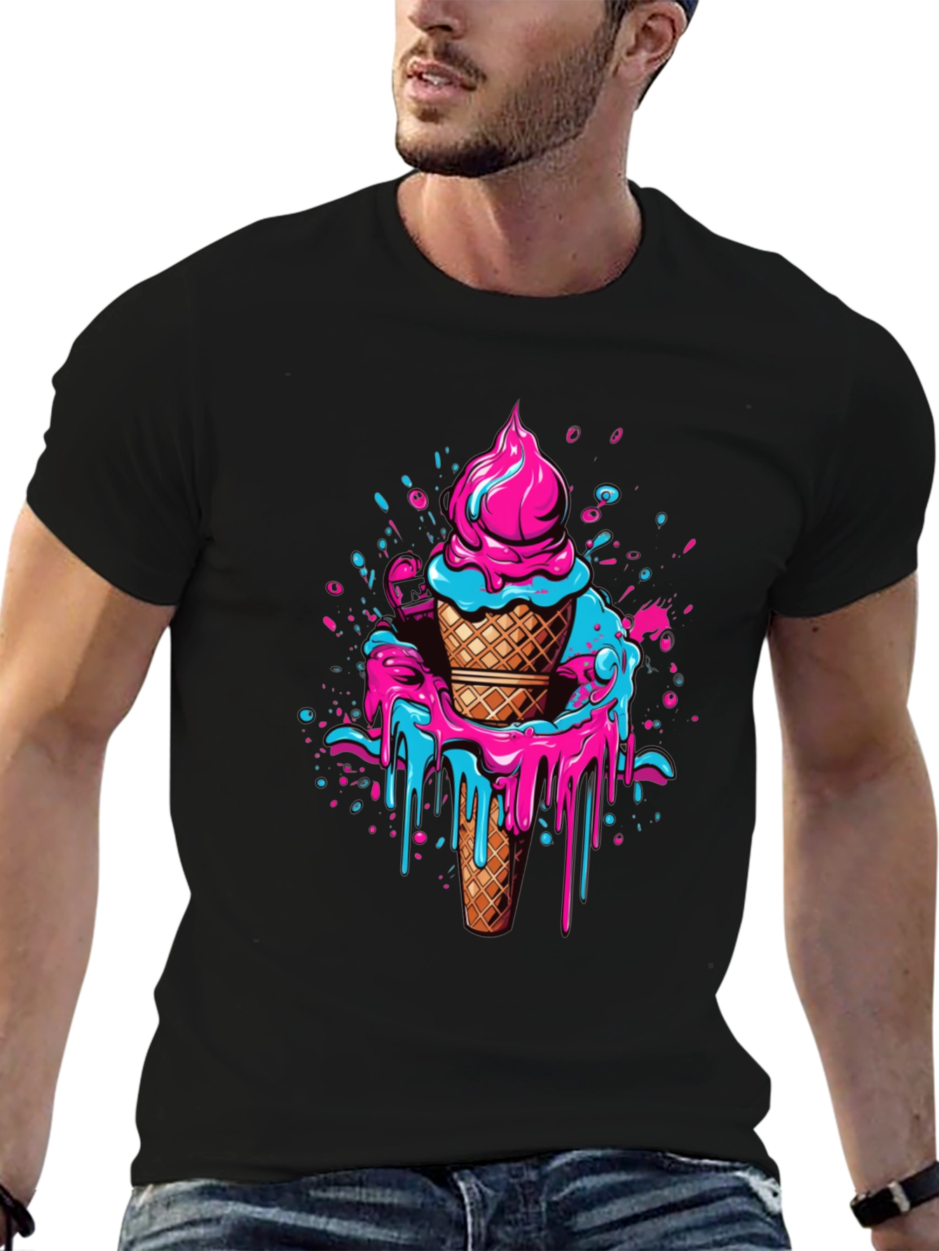 Ice Cream Drip Graphic Tee - Cool Casual Style