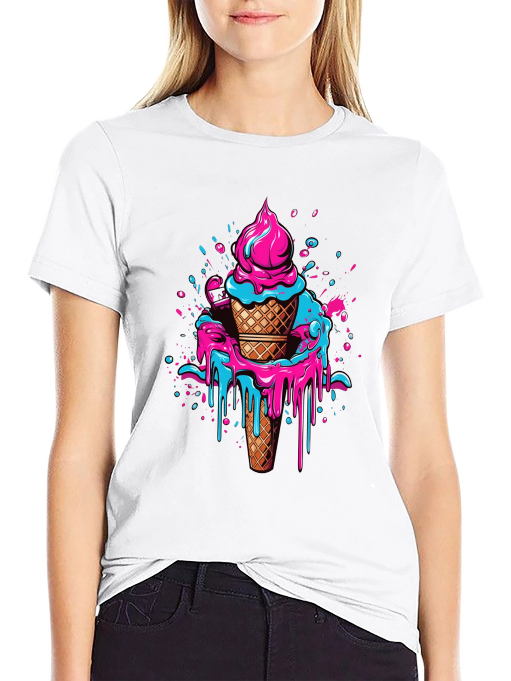 Ice Cream Drip Graphic Tee - Cool Casual Style