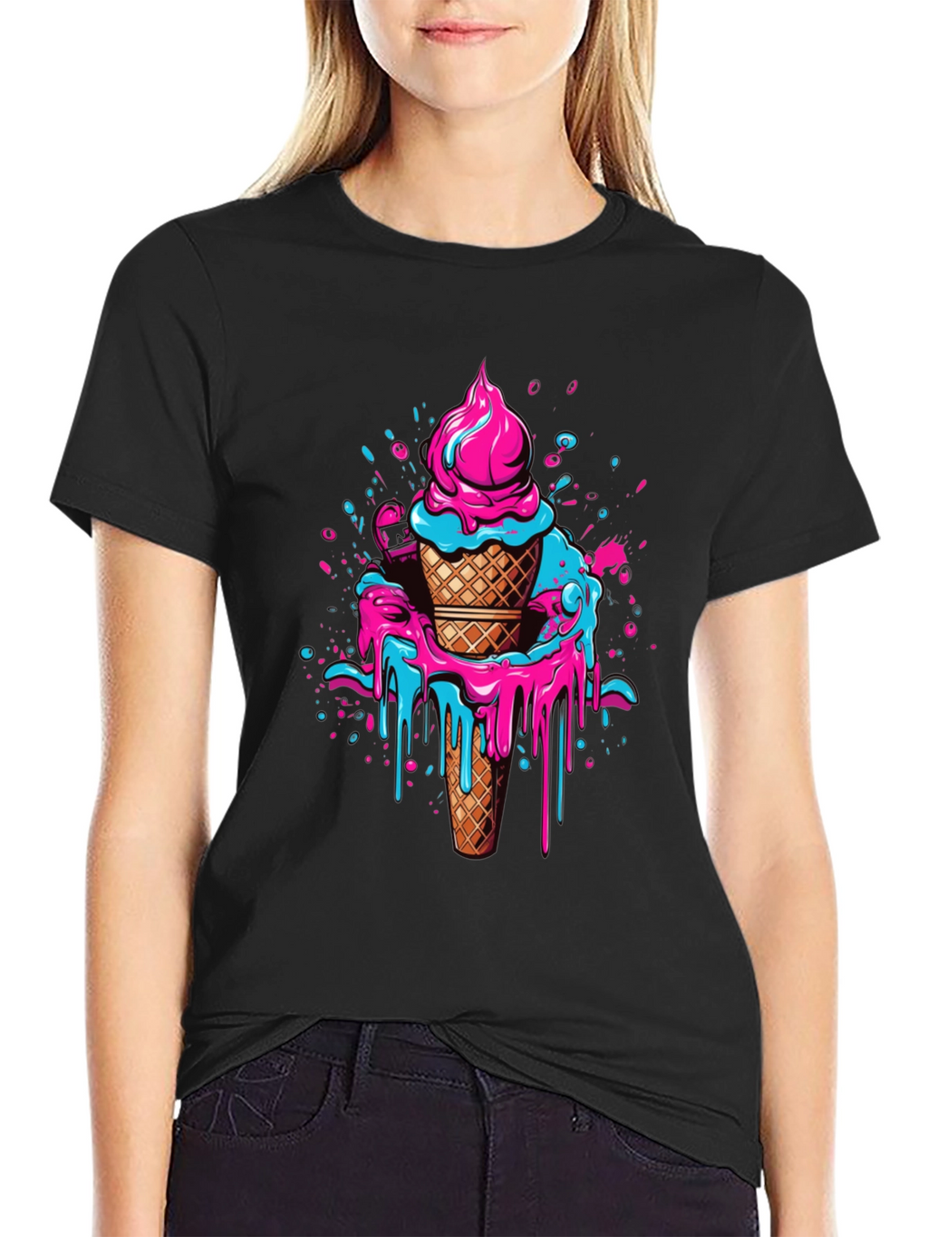 Ice Cream Drip Graphic Tee - Cool Casual Style