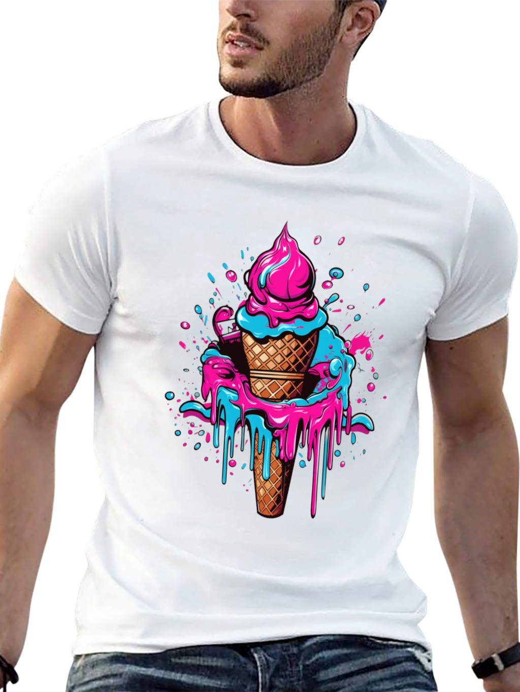 Ice Cream Drip Graphic Tee - Cool Casual Style