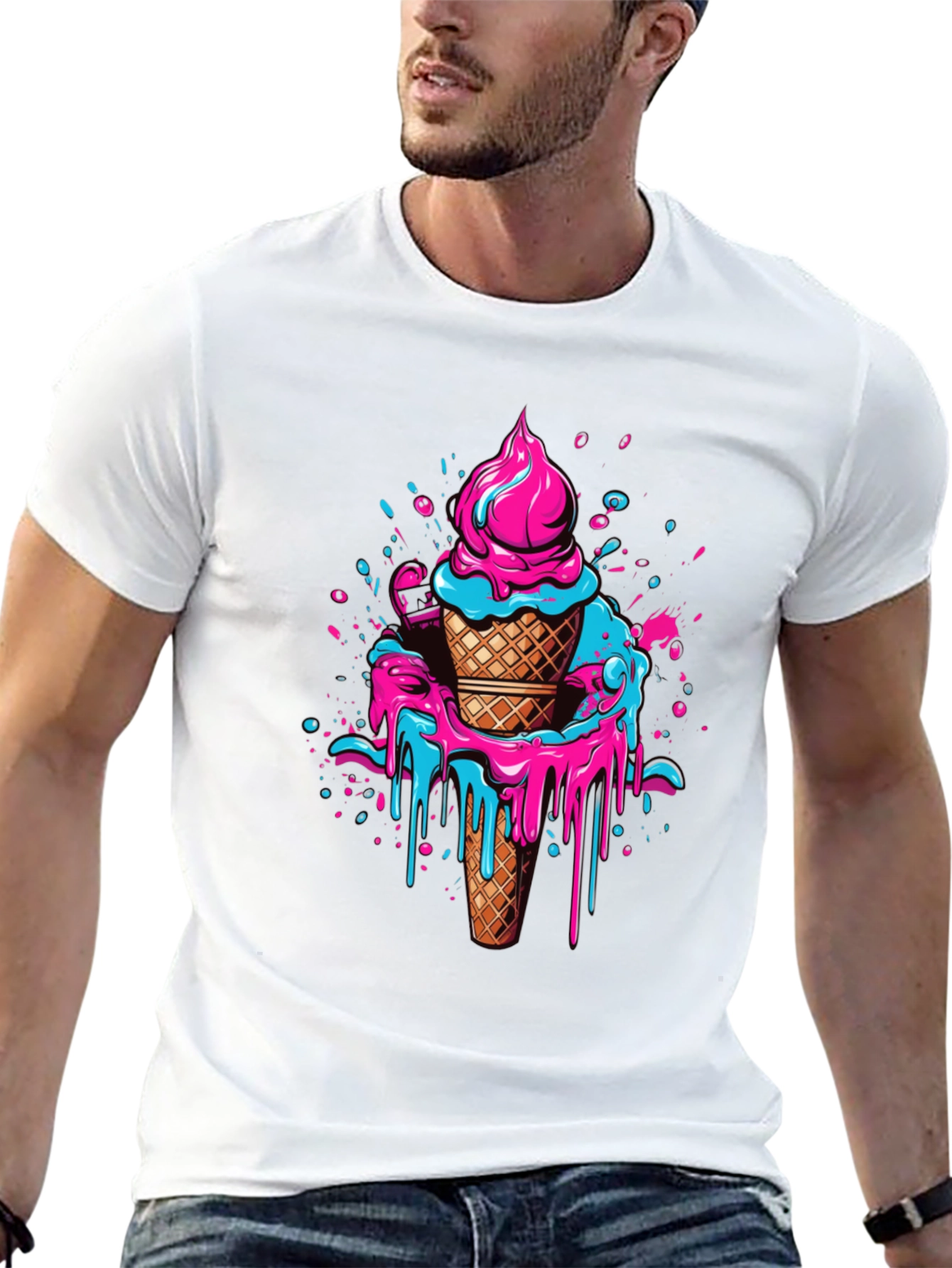 Ice Cream Drip Graphic Tee - Cool Casual Style